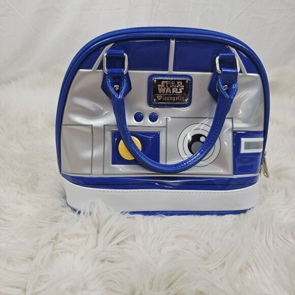Loungefly Star Wars Satchel Bag R2D2 Blue Handle White Purse Limited Edition - Picture 1 of 7